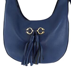 Cobalt Blue Leather Hobo Bag By Wonder Co